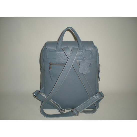 Σακίδιο Πλάτης Kap 1003 Μπλέ (Τζίν) Σε Δέρμα Dollaro Ιταλίας 